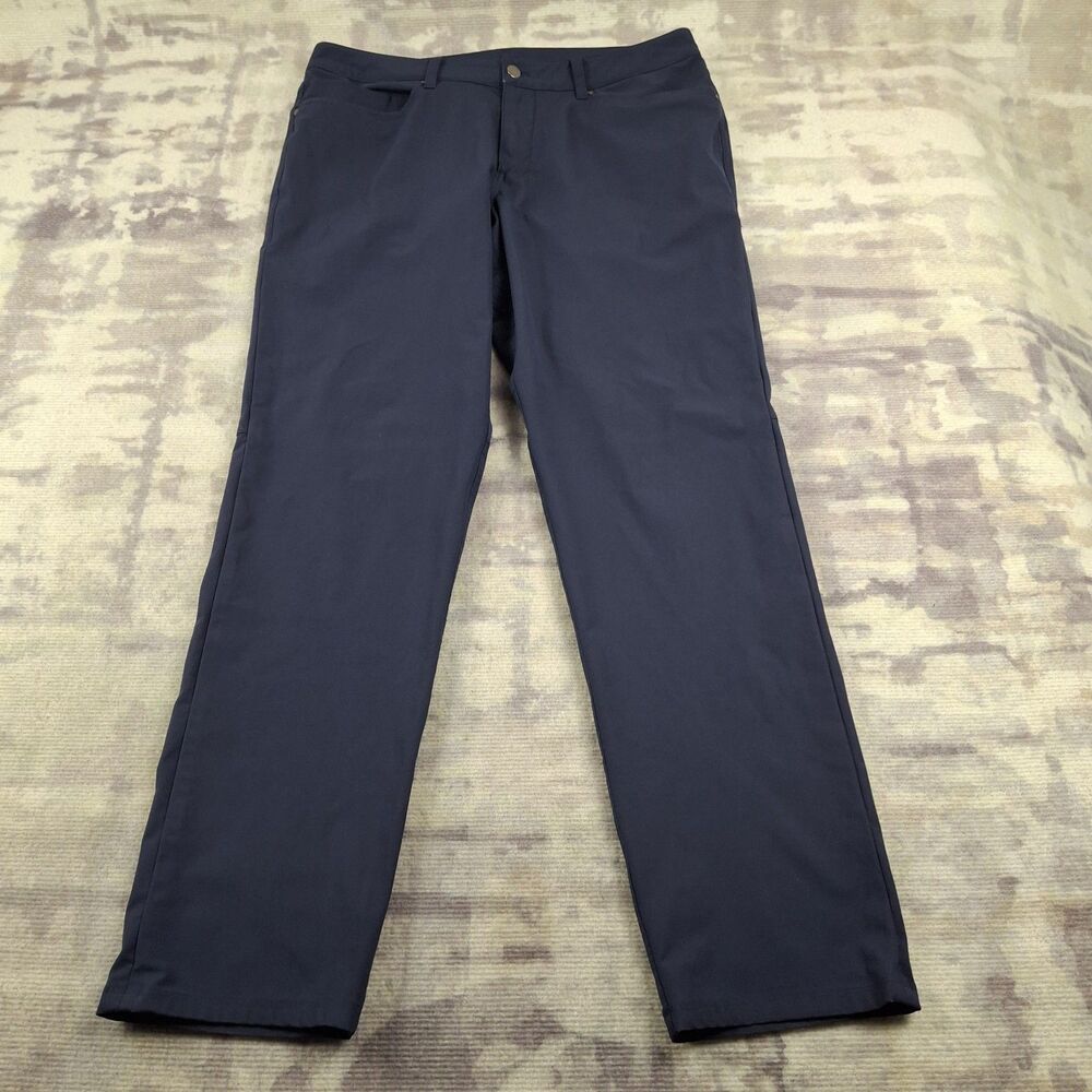 Lululemon ABC Pants Mens 34 Navy Blue 5 Pocket Warpstreme Tech Stretch Golf